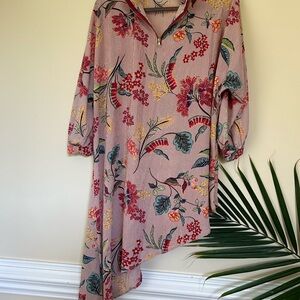 Chic Asymmetrical Floral Dress in Pink and Red